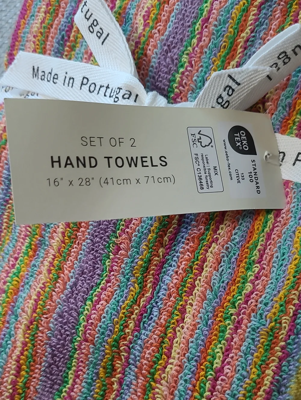 Rachel Zoe New Rainbow Striped Hand Towel Set
